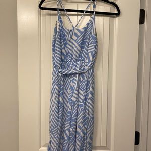 Blue and white jumpsuit from Shop Red Dress
